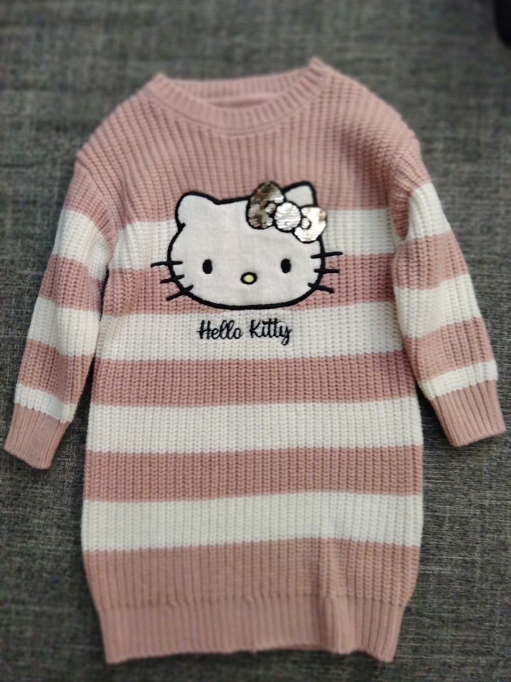 Hello Kitty Girls' Pink & White Striped Knit One-Piece
